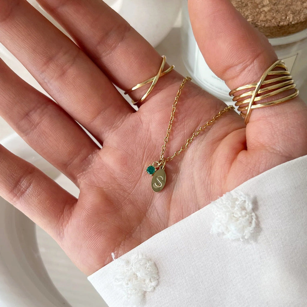 Initial Birth Stone Necklace